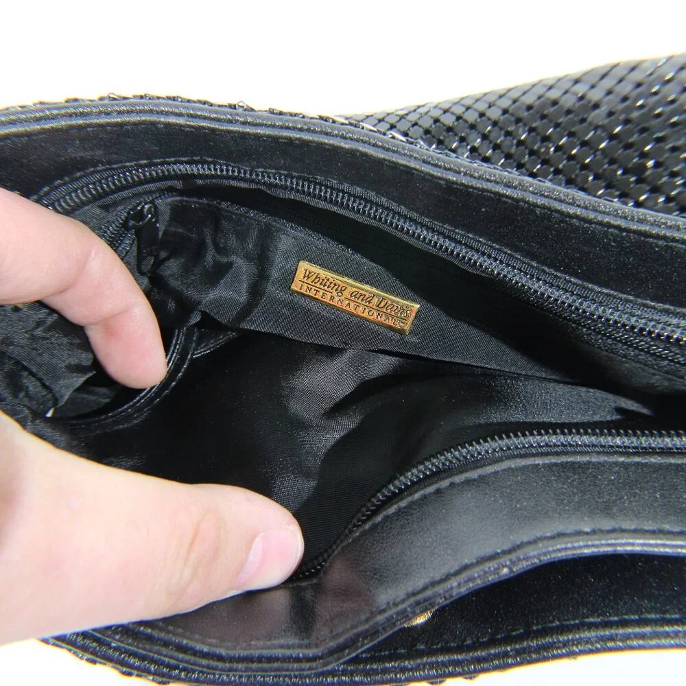 Vintage Whiting and Davis Black Mesh Clutch Wristlet Evening Bag - Picture 4 of 6